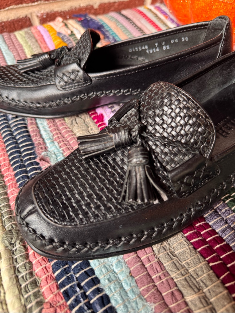 Cole Haan country Black Woven Leather Tassel Loafers - Picture 3 of 11